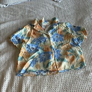 Lush Button-Down Floral Shirt in Blue & Yellow